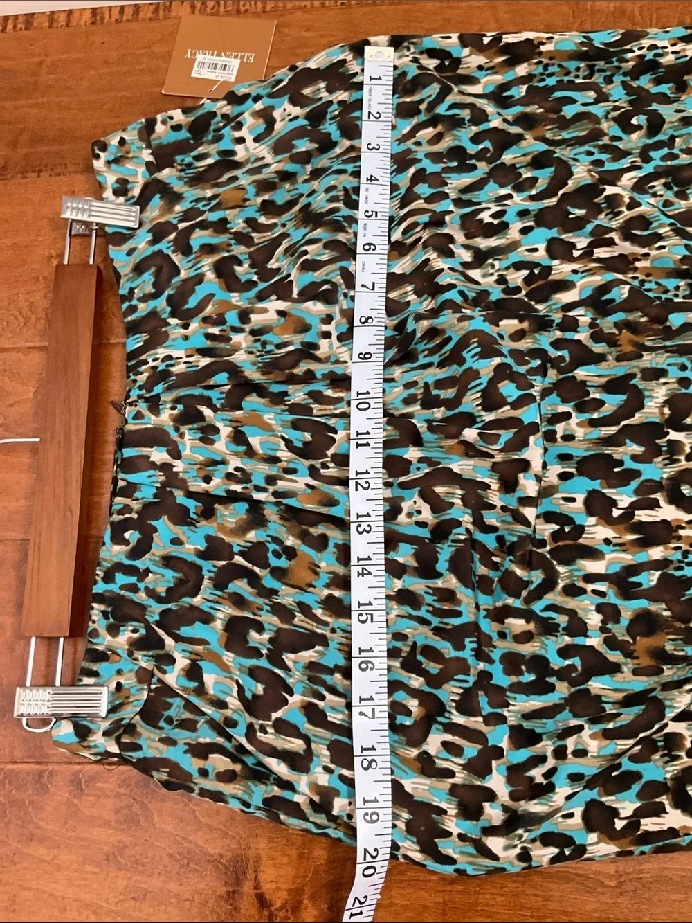 Elie Tahari Turquoise Brown Black Cream Leopard-Print pencil Skirt NWT